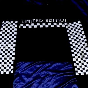 Black checkered crop top sweater